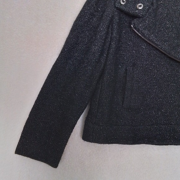 LOFT Casual Off Center Zip Knit Jacket Blazer Size Small Petite in Black, White - Picture 6 of 10